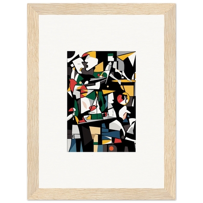 Abstract geometric painting in a light wooden frame for your kaleidoscopic reverie room decoration