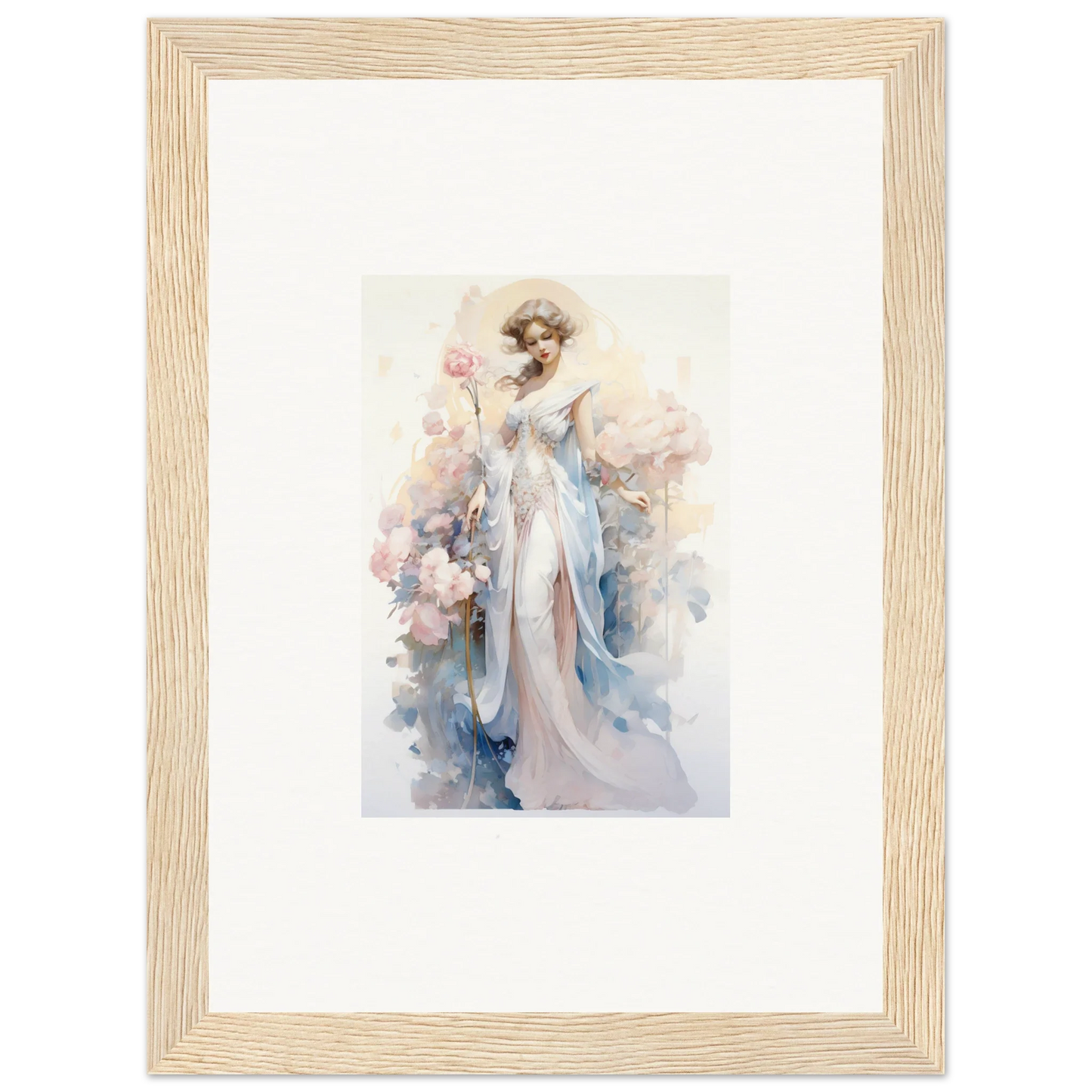 Framed watercolor canvas print of Ethereal Blossom Serenade for stunning room decoration