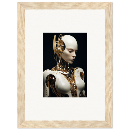 Humanoid robot with exposed mechanics, perfect for a Hyperspace Dream Machine canvas print