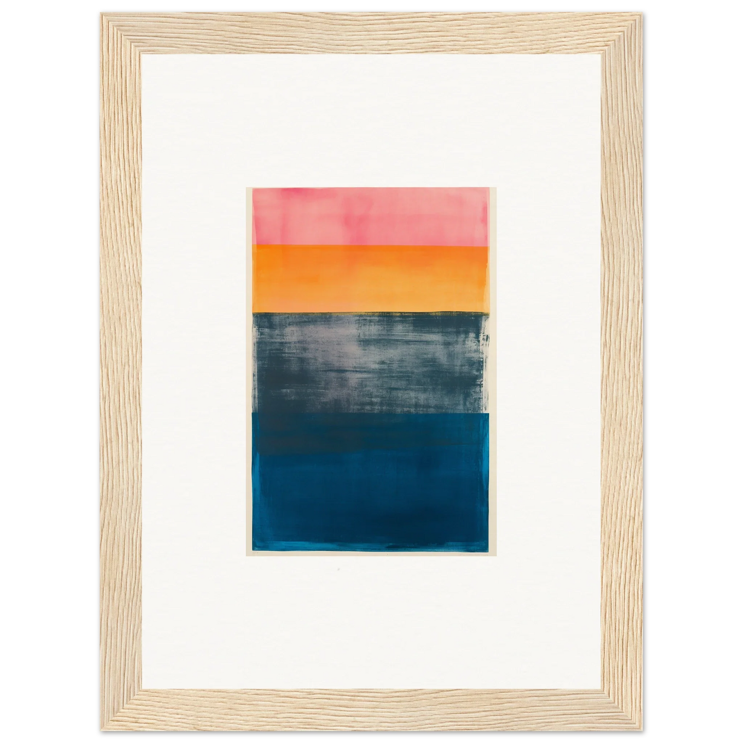 Abstract canvas print featuring pink, orange, gray, and blue frequencies for room decoration