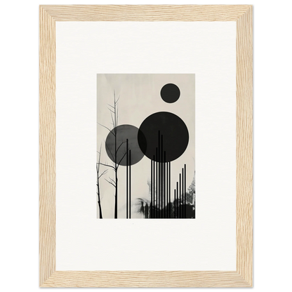 Framed abstract geometric artwork with circles and trees for dropscape wandering room decoration