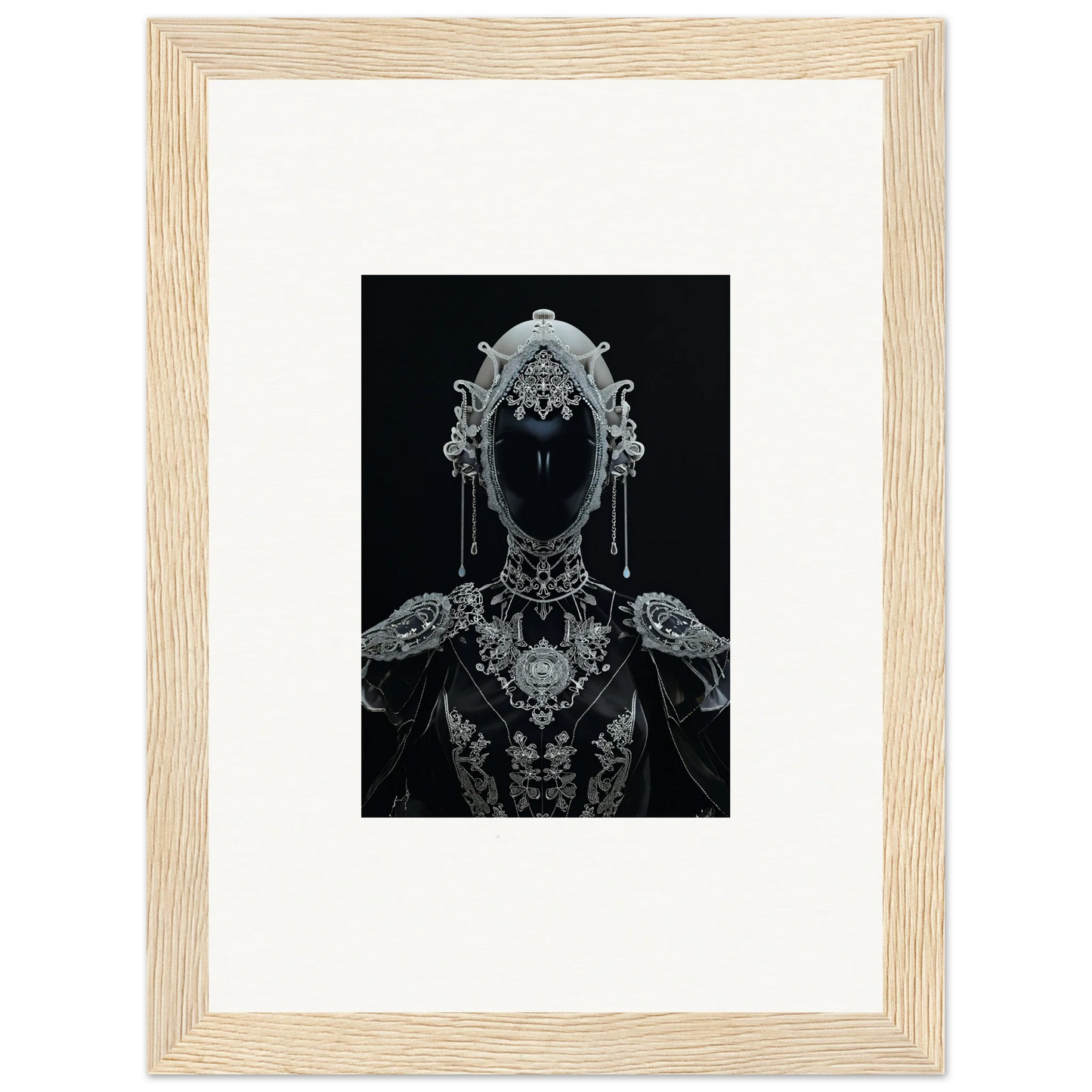 Ornate skeletal figure in metalwork and jewelry for a Gothic Nebulae Princess canvas print