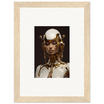 Futuristic humanoid figure with gold accents, perfect for room decoration or wall art