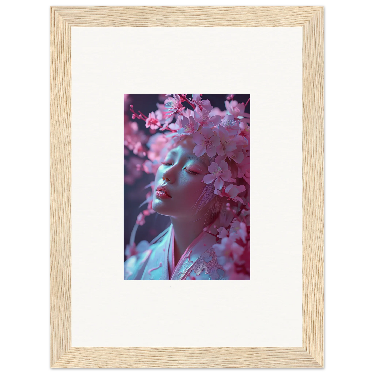 Framed canvas print of cherry blossoms for dreamy room decoration in Sakura Dreams