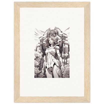 Black and white female figure illustration with headdress, perfect for a dream machine canvas print