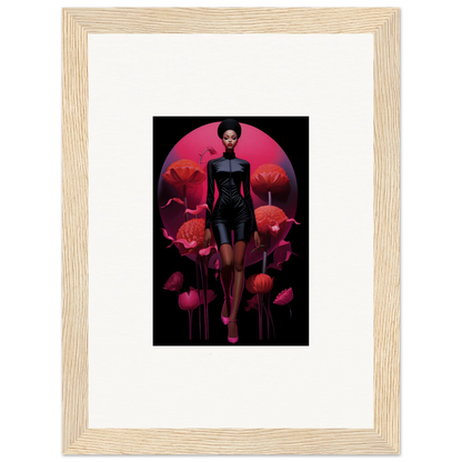 Framed canvas print of Etherial Tribal Reverie with a figure and poppies for room decoration