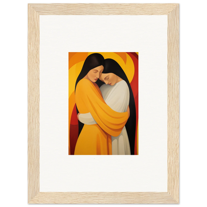 Framed canvas print of Timid Sun Nyah with embracing figures, perfect room decoration