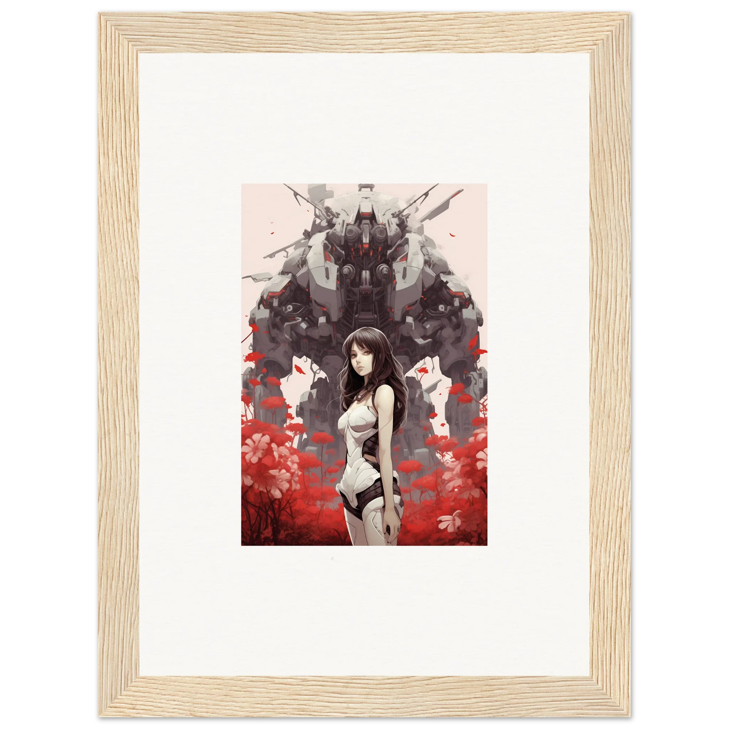 Framed canvas print of Amour Reverie featuring an anime girl and shadowy figures