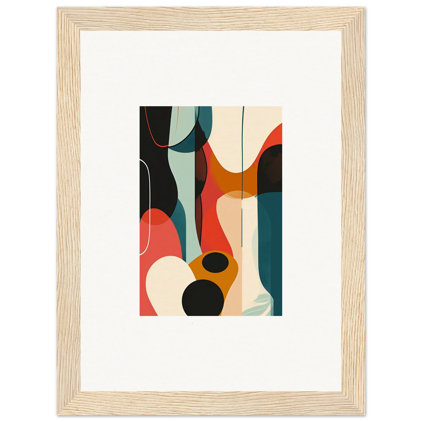 Colorful Abstract Artwork in Light Wood Frame for Room Decoration, Troubadour Aria Canvas Print