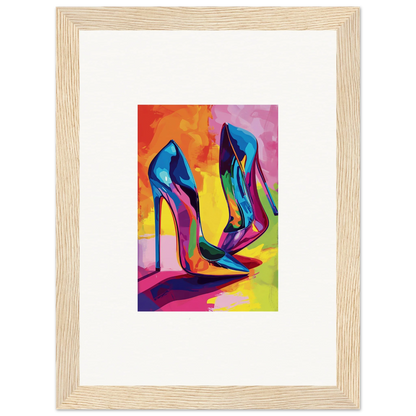 Colorful abstract painting of Eclipse Shoes for trendy room decoration canvas print