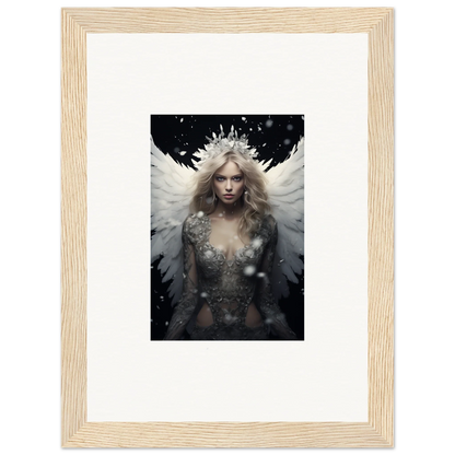 Framed canvas print of a feathery specter with a crown for unique room decoration