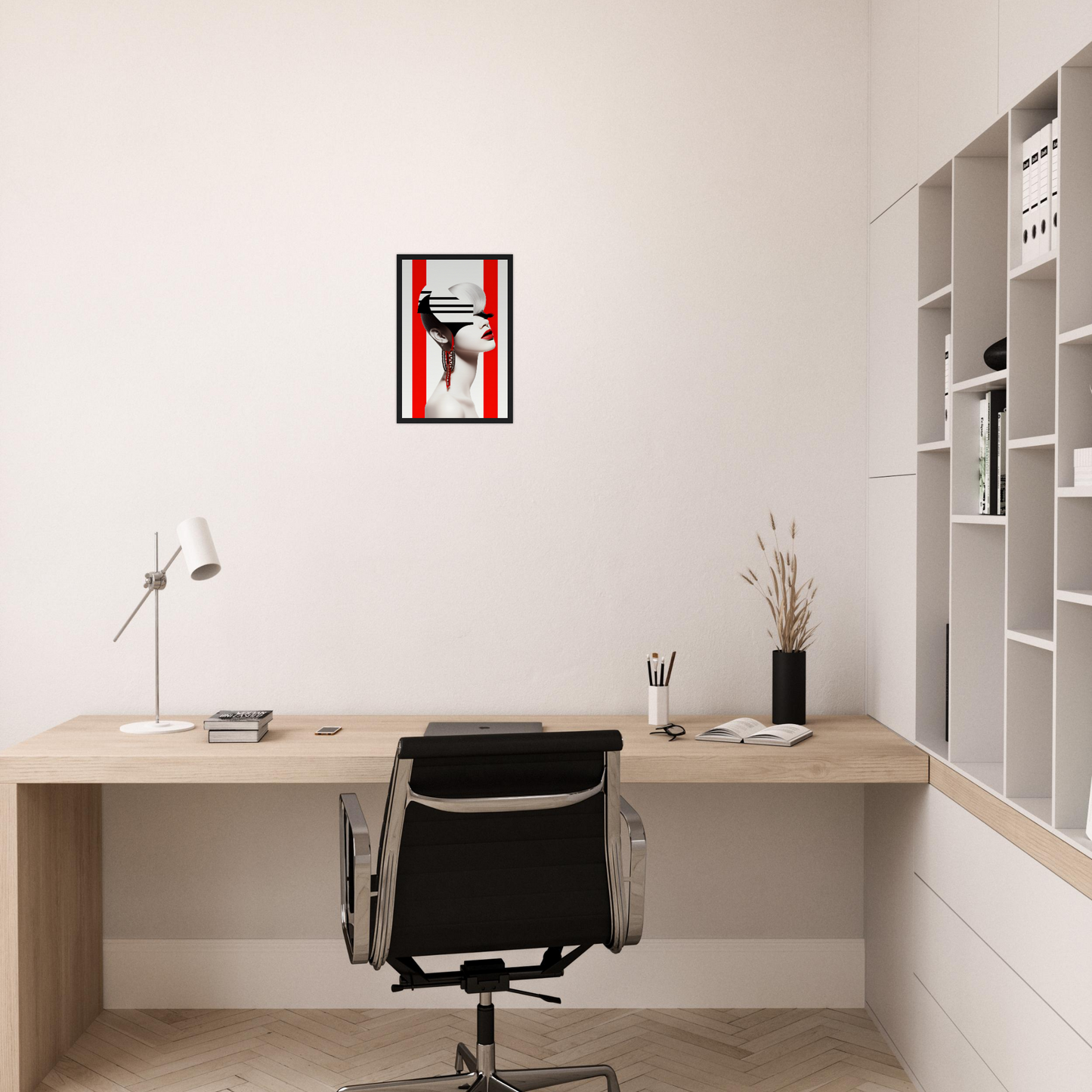 A high-quality Deep Dive The Oracle Windows™ Collection for my wall featuring a portrait of a woman with red and white stripes on her face. This artwork will transform your space.