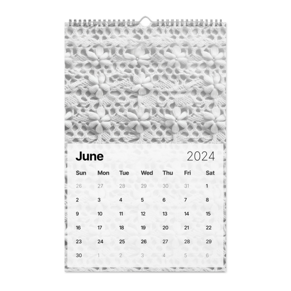 2024 CROCHET PATTERNS WALL CALENDAR: A YEAR-ROUND INSPIRATION FOR CROCHET ENTHUSIASTS featuring crochet patterns for crochet enthusiasts.