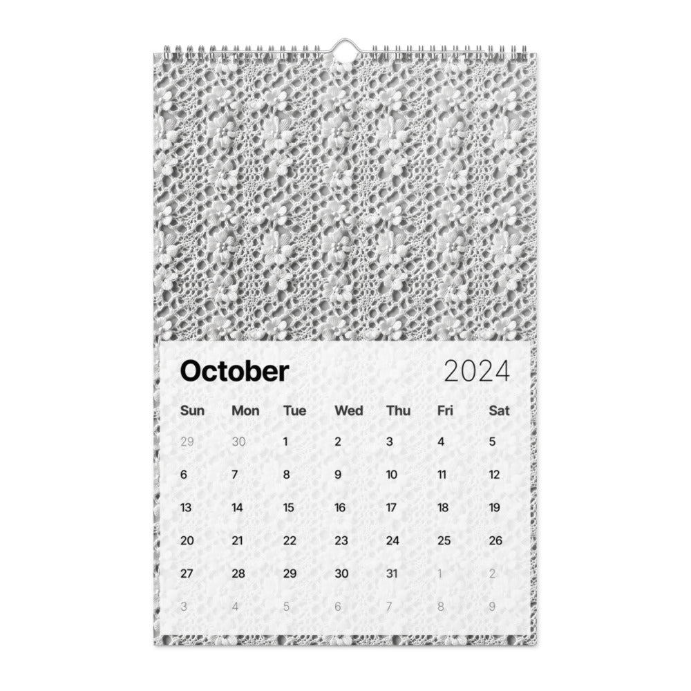 Handmade 2024 Crochet Patterns Wall Calendar featuring October 2020 knitting patterns for crochet enthusiasts.