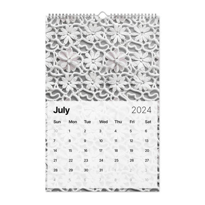 An eco-friendly 2024 Crochet Patterns Wall Calendar: A Year-Round Inspiration for Crochet Enthusiasts with a floral design.