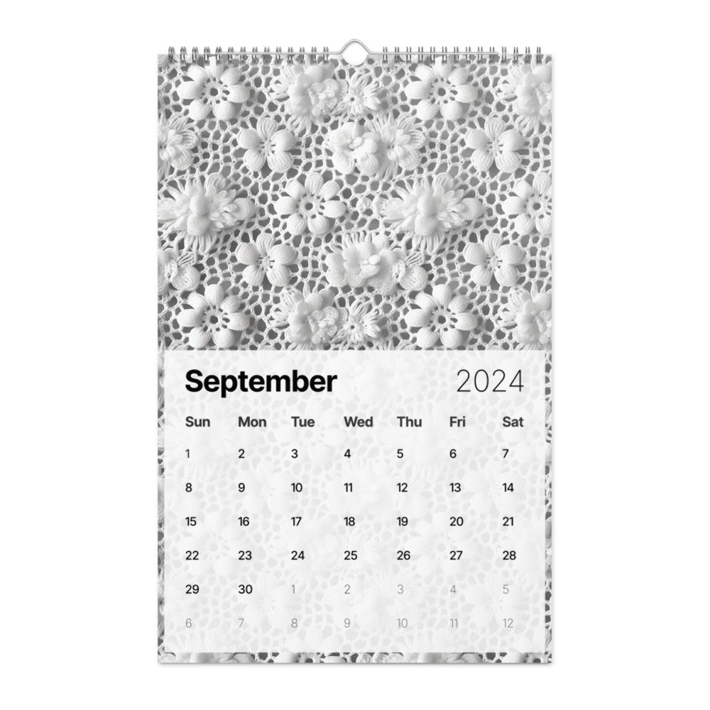 2024 Crochet Patterns Wall Calendar: A Year-Round Inspiration for Crochet Enthusiasts with lace on it.