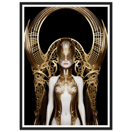 A high-quality image of a woman in the Art Deco Gold Aura The Oracle Windows™ Collection, perfect as a poster for my wall.