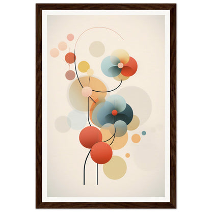 Abstract artwork featuring colorful circular shapes connected by curved lines.