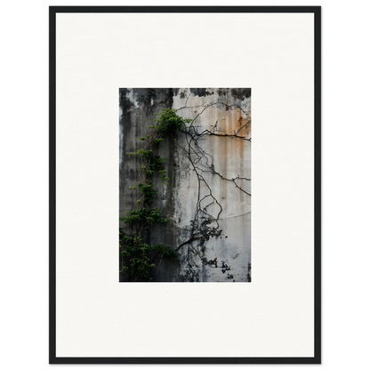 Framed photo of vines on a concrete wall for Urban Tango room decoration canvas print