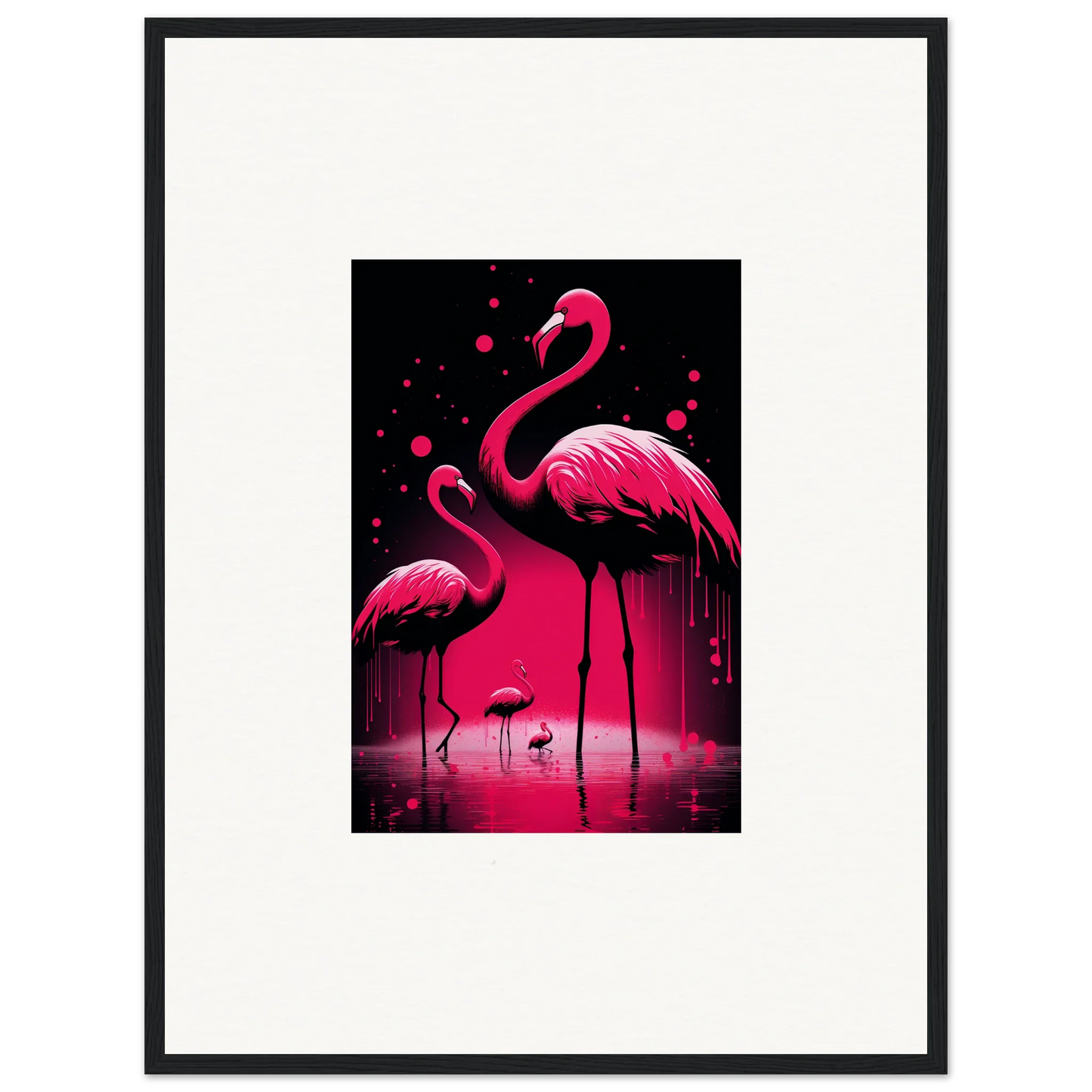 Vibrant pink flamingos in water, perfect for Feather Wanderers room decoration canvas print