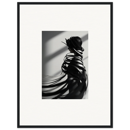 Dramatic black and white silhouette with flowing fabric for chic room decoration or canvas print