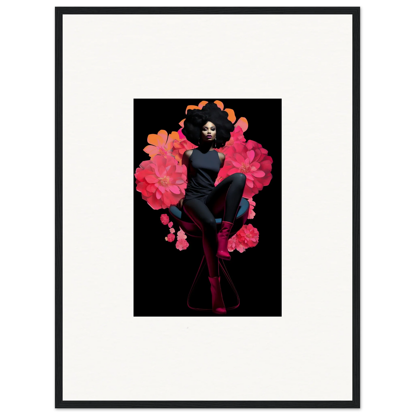 Framed canvas print of Equinox Sovereign with vibrant pink and red smoke for room decoration