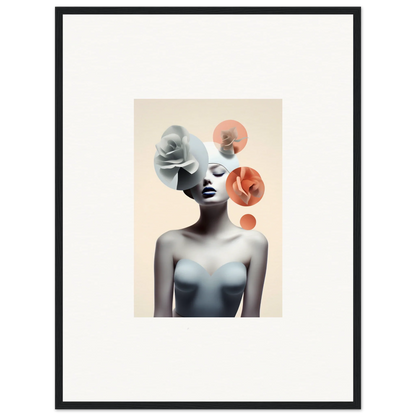 Artistic portrait of a woman with abstract circles for Blossom Nexus canvas print