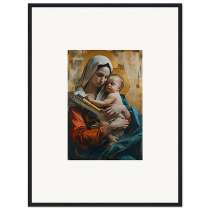 Framed canvas print of woman and baby, perfect for room decoration wall art