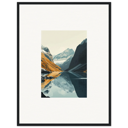 Framed landscape photograph of a mountain lake for stunning Glacier Harmony room decoration