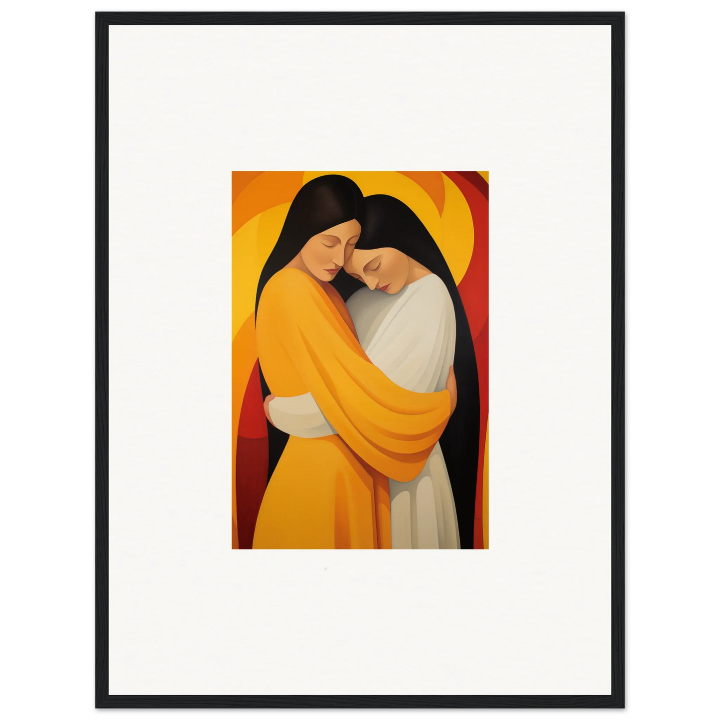 Vibrant Painting of Embracing Figures, Perfect for Sun Nyah Room Decoration Canvas Print