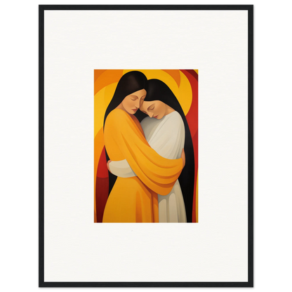 Vibrant Painting of Embracing Figures, Perfect for Sun Nyah Room Decoration Canvas Print