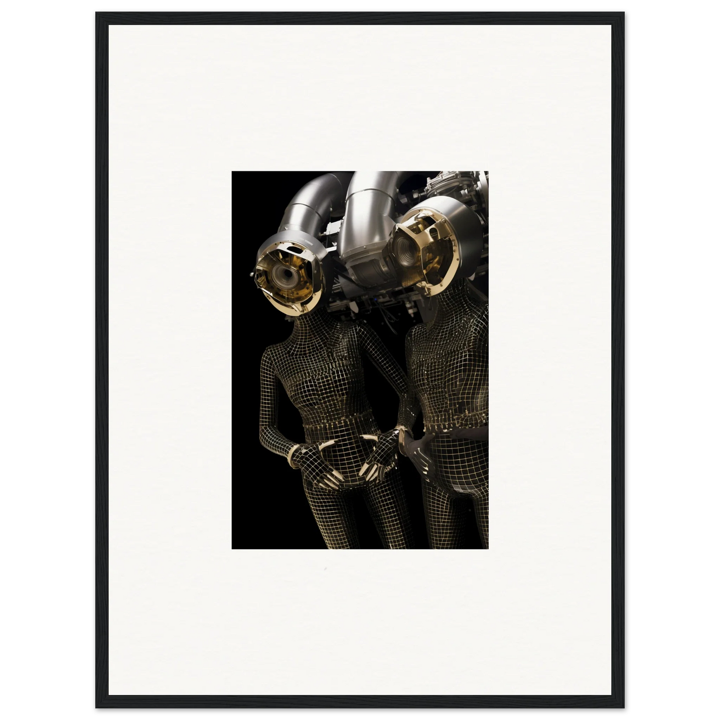 Futuristic humanoid with metallic helmet, perfect for synth boundaries room decoration