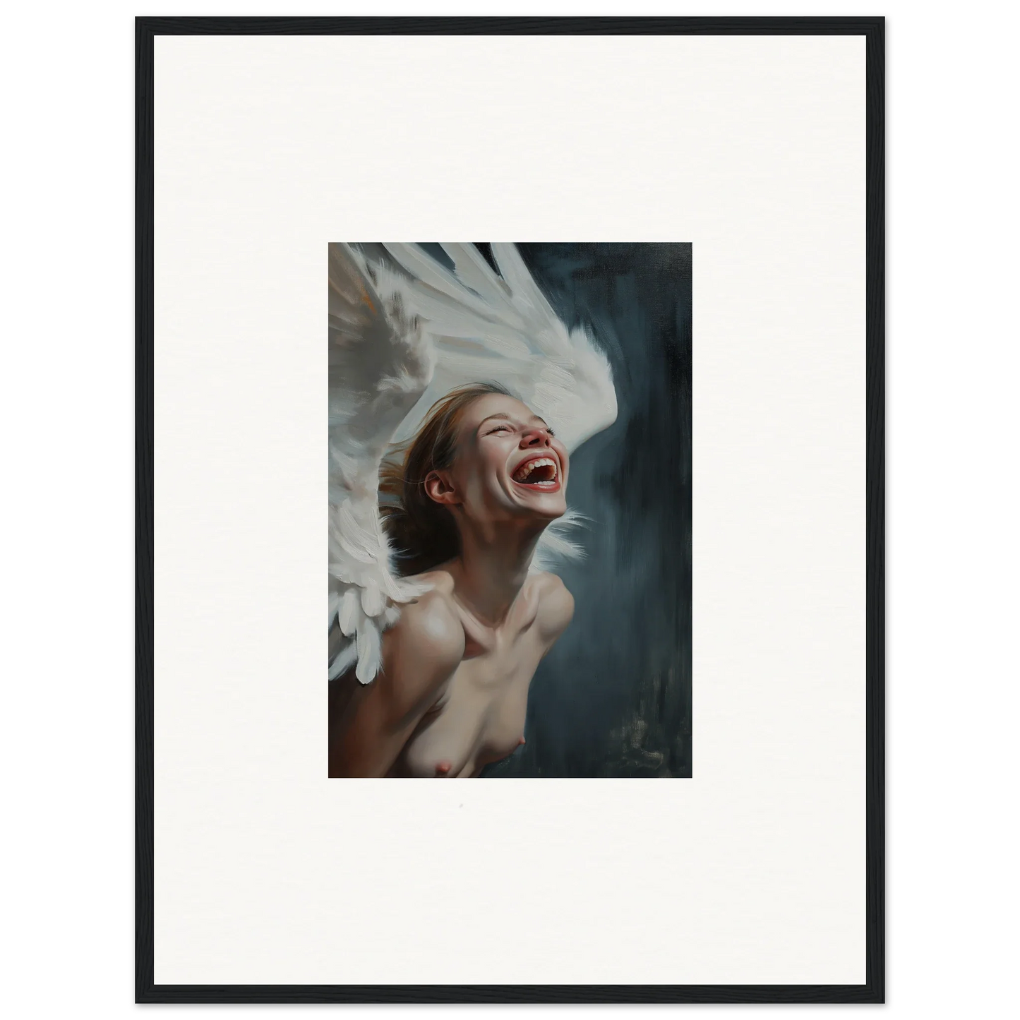 Joyful person portrait with ethereal effect, perfect for your ecstasy mosaic room decoration