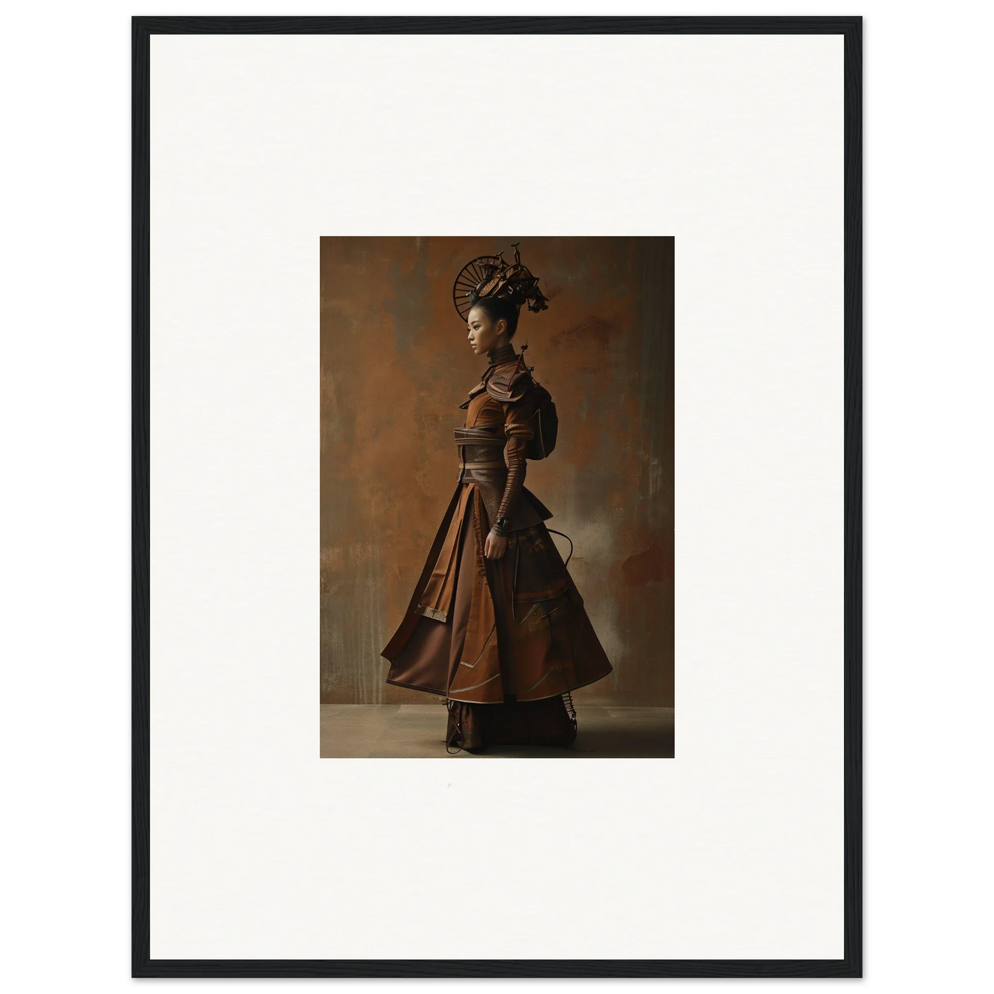 Wooden sculpture of a woman in Victorian dress, perfect for nostalgia chronicles room decoration