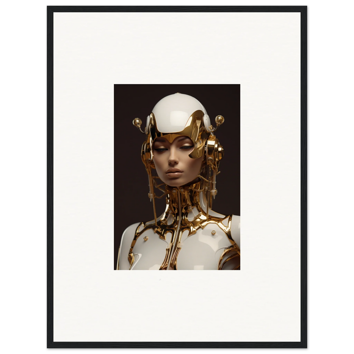 Portrait of a cybernetic figure for cool room decoration wall art canvas print