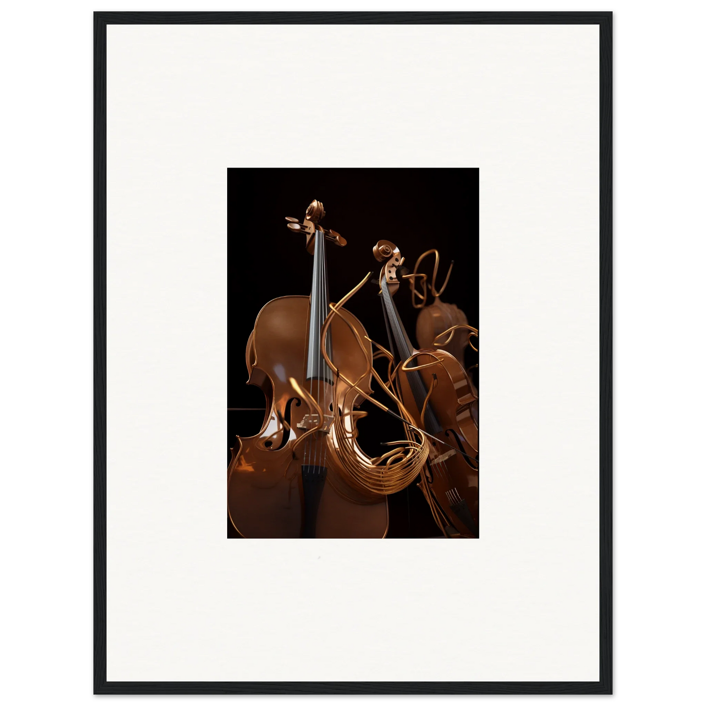 Framed canvas print of stringed instruments for stylish strings opera room decoration