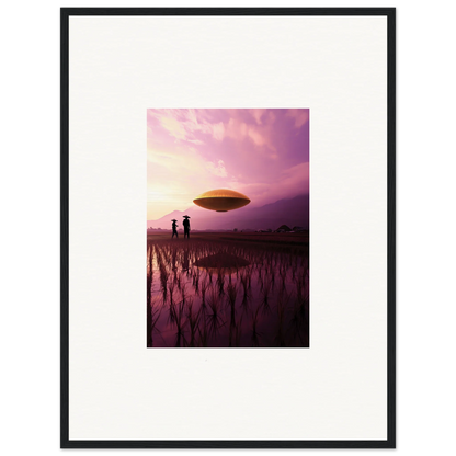 UFO hovering in a purple sky, perfect for Violet Dreaming room decoration canvas print