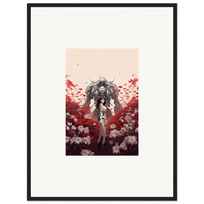 Robotic figure in flowers for a unique Boundary Whimsy canvas print room decoration