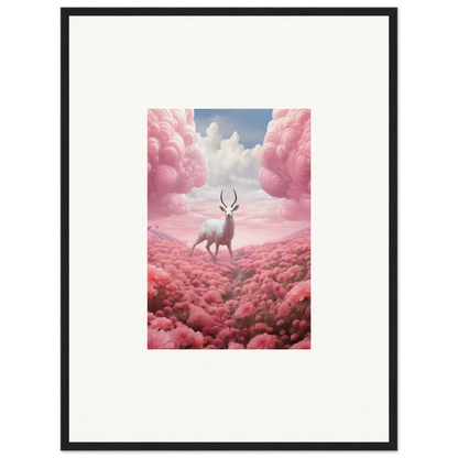 Deer with antlers in pink clouds, perfect for a Berry Collision canvas print room decoration