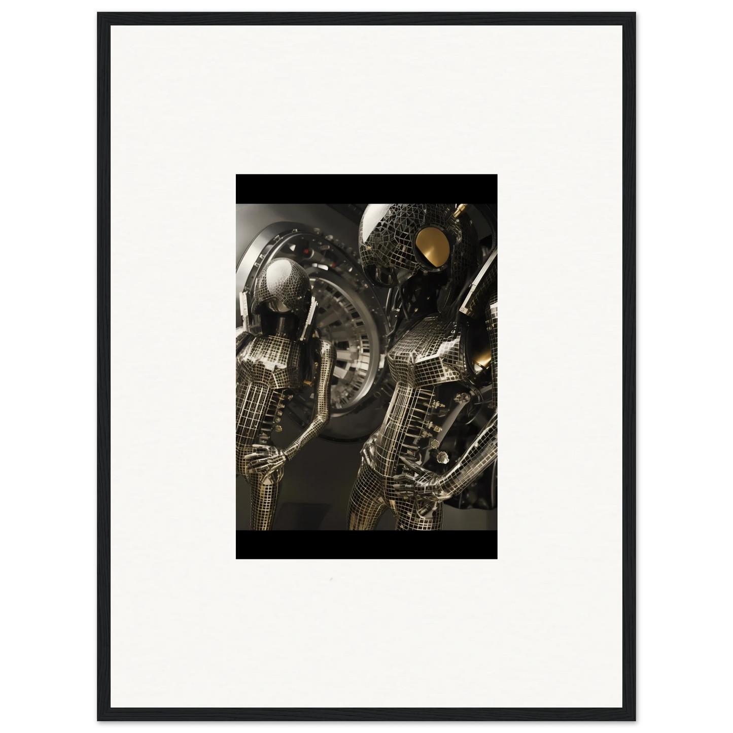 Metallic alien creature art for unique room decoration in the Muse Web canvas print