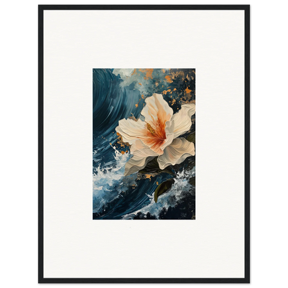 Delicate white and orange hibiscus flower canvas print for vibrant room decoration