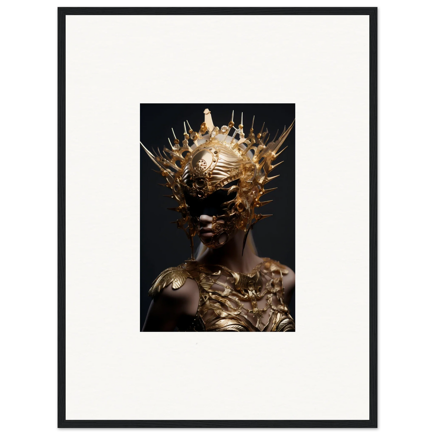 Artistic portrait with golden headdress for a vintage bloom canvas print room decoration