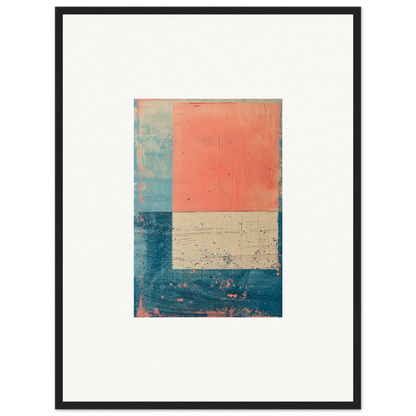 Abstract painting in coral, teal, and beige for stylish room decoration or canvas print