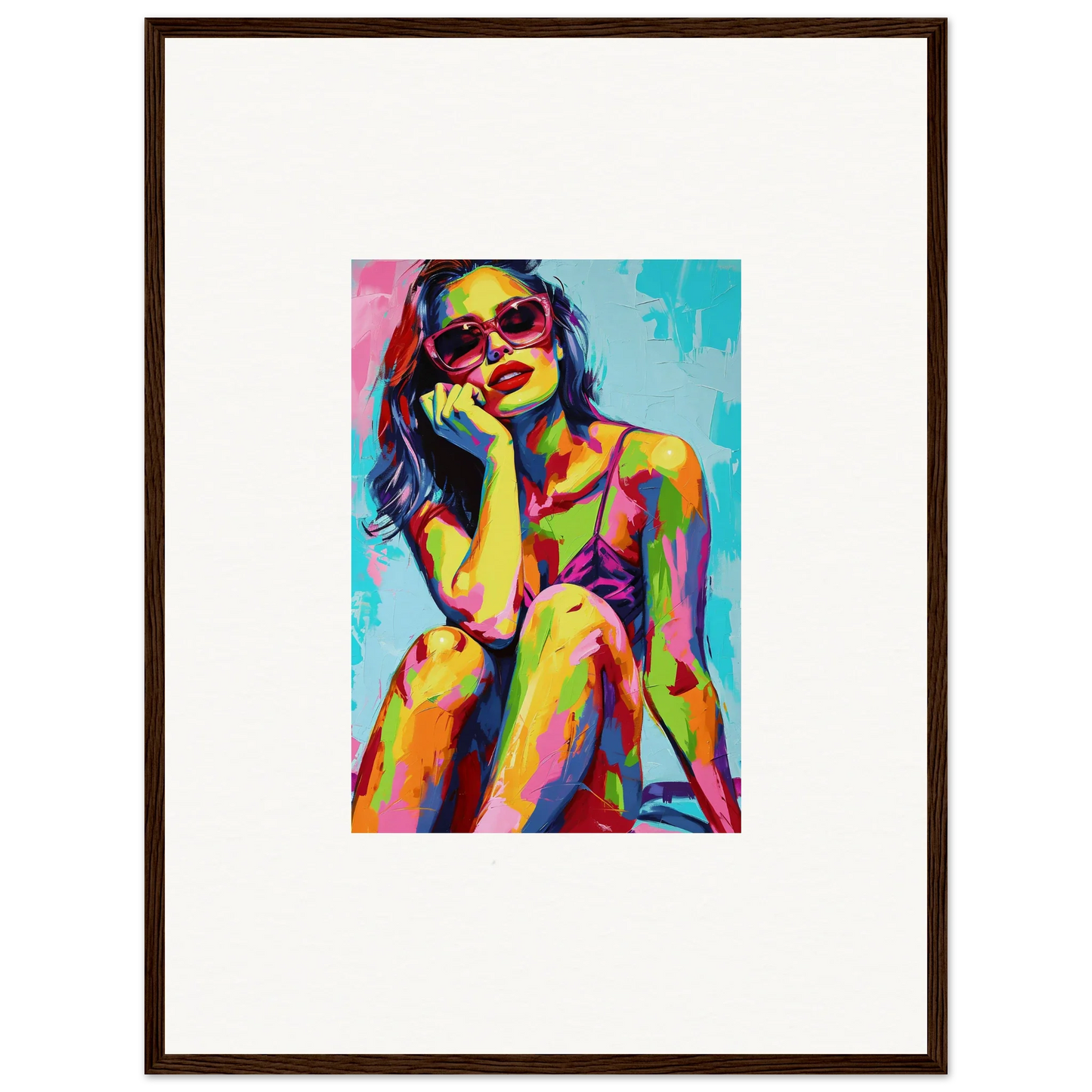 Colorful pop art portrait for canvas print, perfect mindscape reverie room decoration