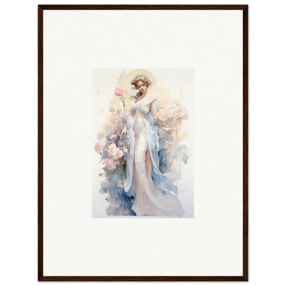 Watercolor of an elegant woman with a flower for a Blossom Serenade canvas print