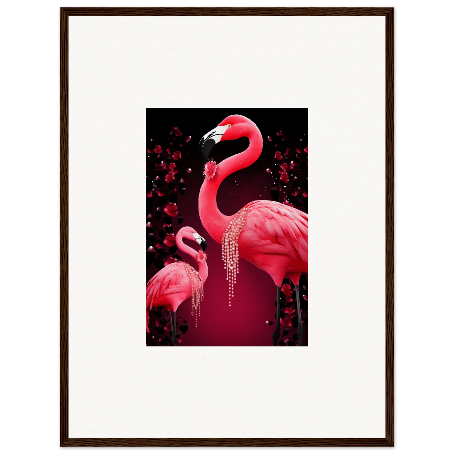 Pink flamingo with a jeweled necklace for stylish room decoration canvas print