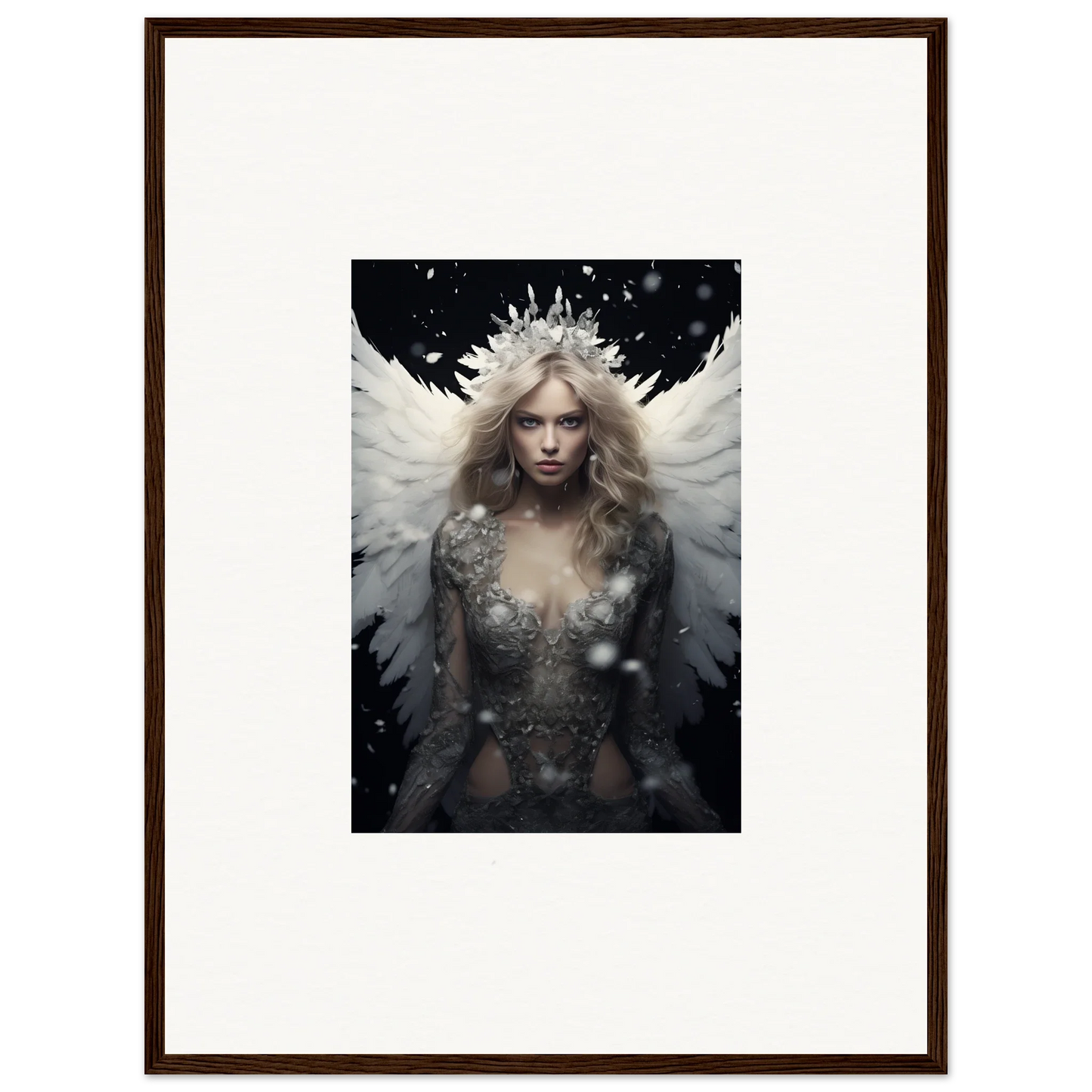 Ethereal feathery specter with a crown, perfect for room decoration canvas print