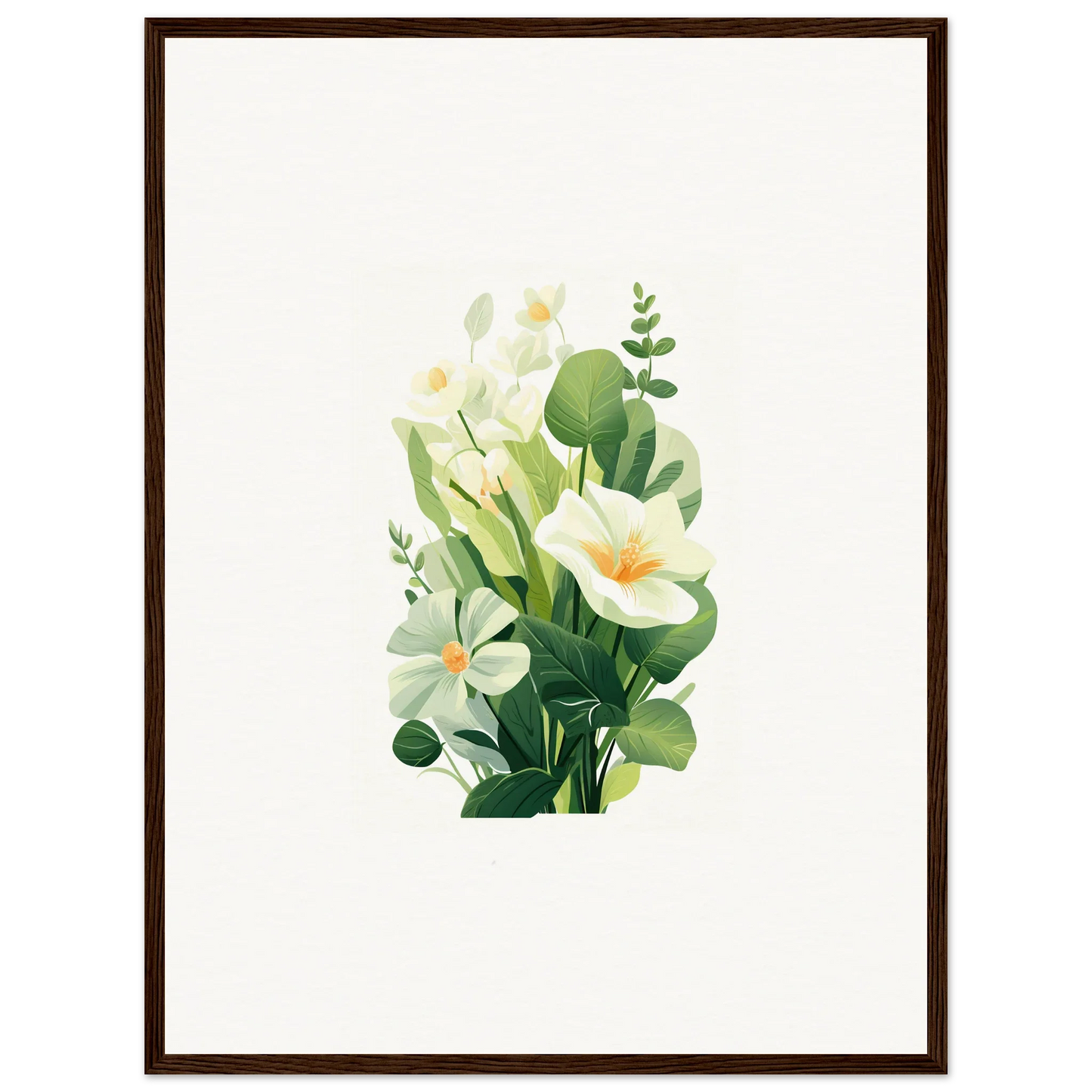 Watercolor floral arrangement with white lilies for a charming room decoration canvas print