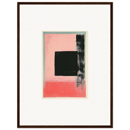 Abstract painting with a black square on pink for Elysian Frenzy room decoration