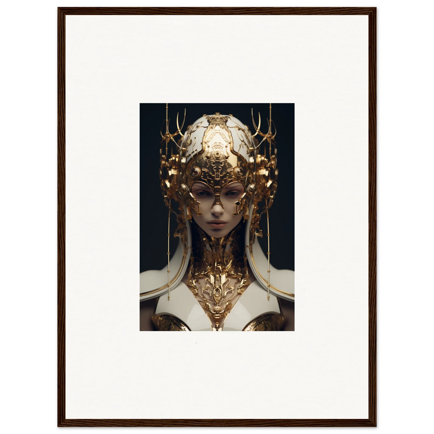 Ornate golden headdress with antlers for an ethereal sovereign room decoration canvas print